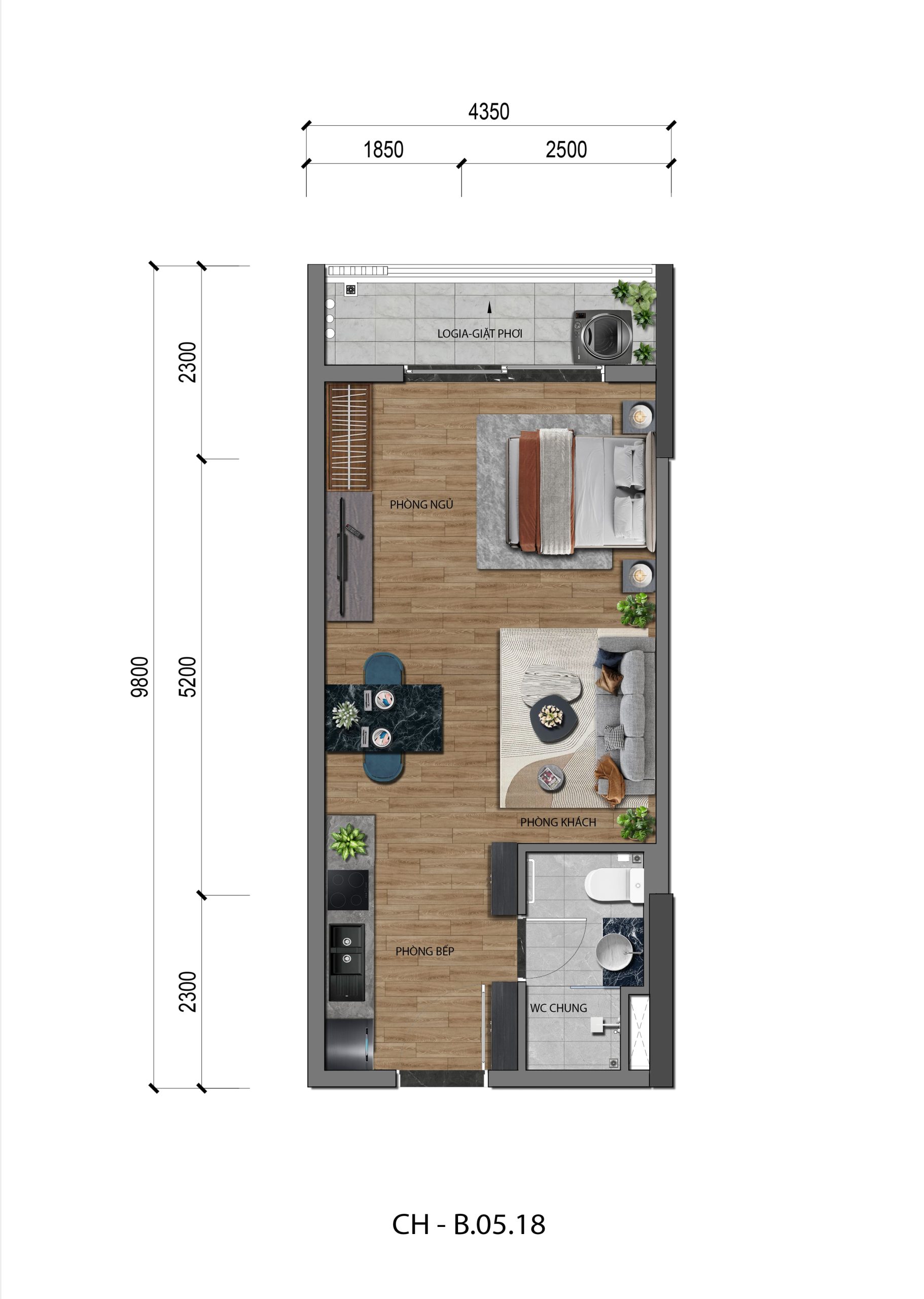 Căn Hộ Ak Tower Studio B.05.18